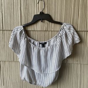 Off the Shoulder Striped Crop Top